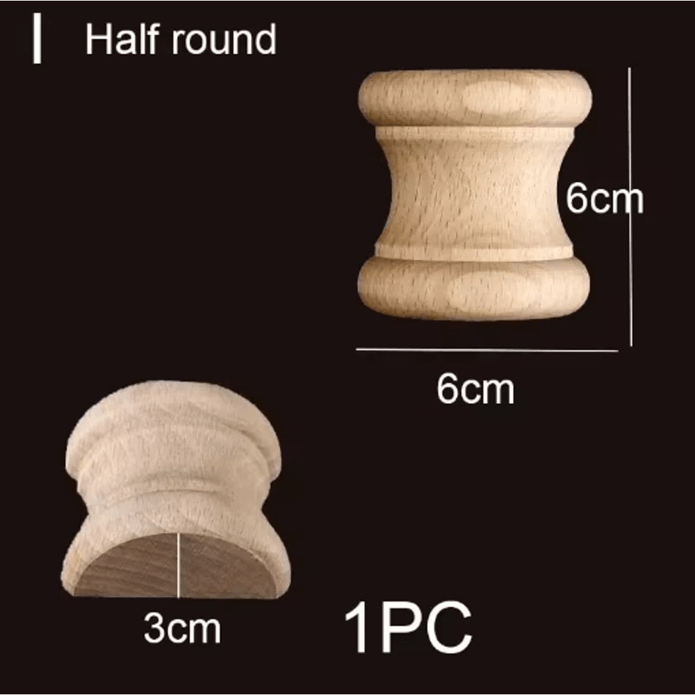 Roman Column Wood Carved Applique Half Round Furniture Onlay Decoration 11