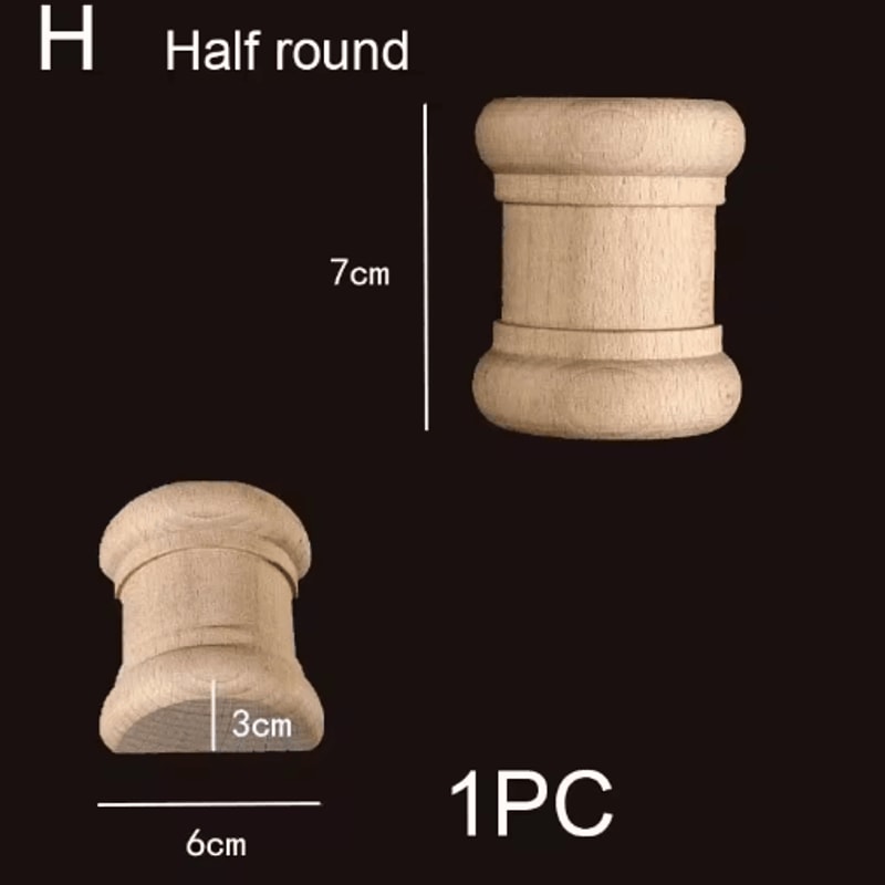 Roman Column Wood Carved Applique Half Round Furniture Onlay Decoration 13