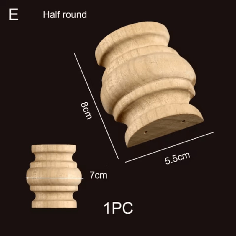 Roman Column Wood Carved Applique Half Round Furniture Onlay Decoration 16