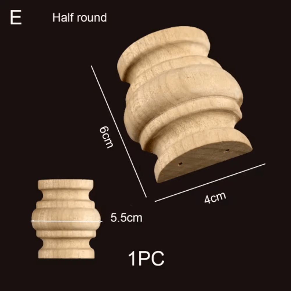 Roman Column Wood Carved Applique Half Round Furniture Onlay Decoration 17