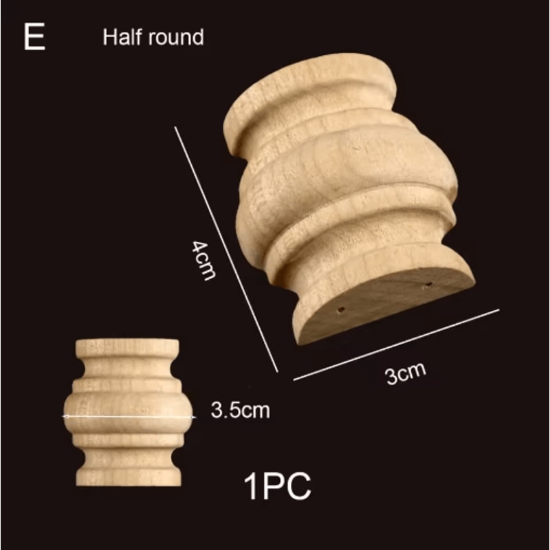 Roman Column Wood Carved Applique Half Round Furniture Onlay Decoration 18