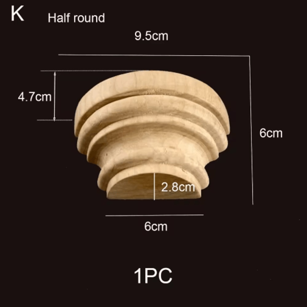 Roman Column Wood Carved Applique Half Round Furniture Onlay Decoration 7