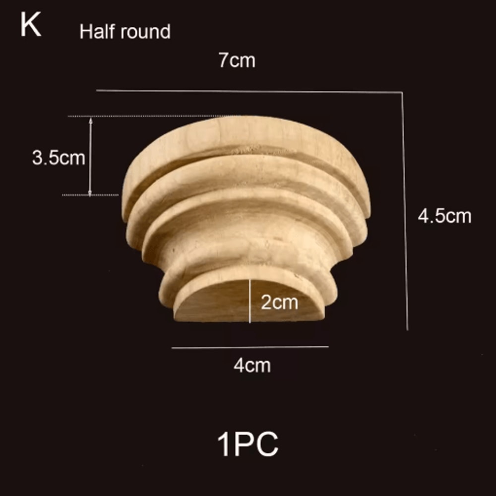 Roman Column Wood Carved Applique Half Round Furniture Onlay Decoration 8