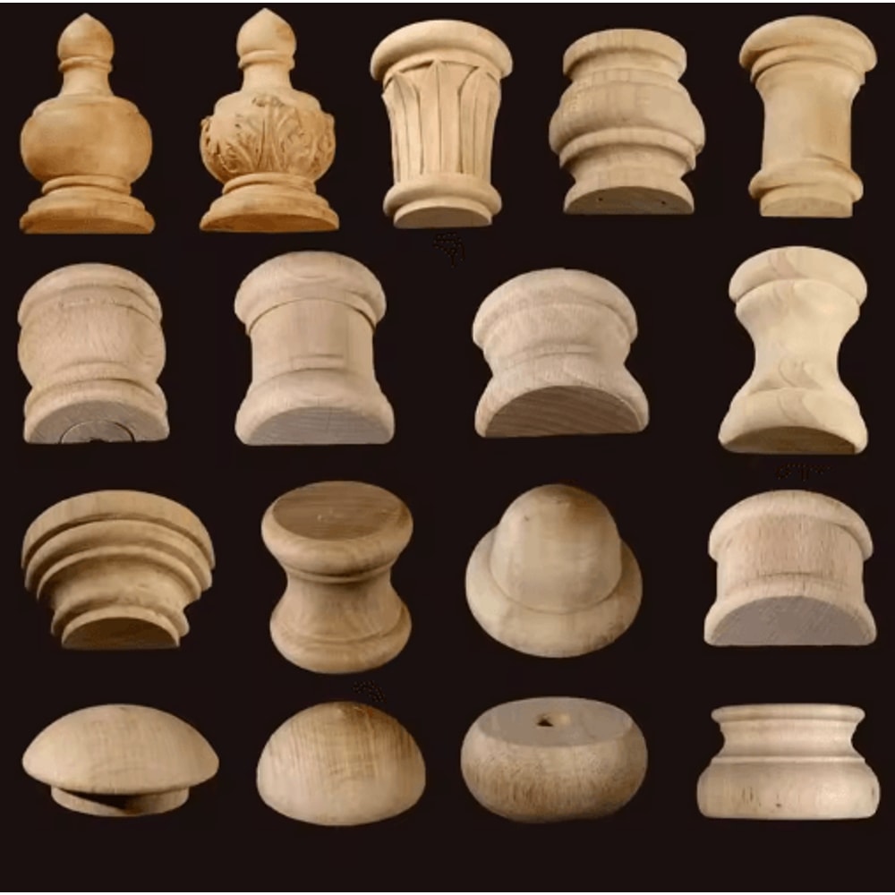 Roman Column Wood Carved Applique Half Round Furniture Onlay Decoration 0