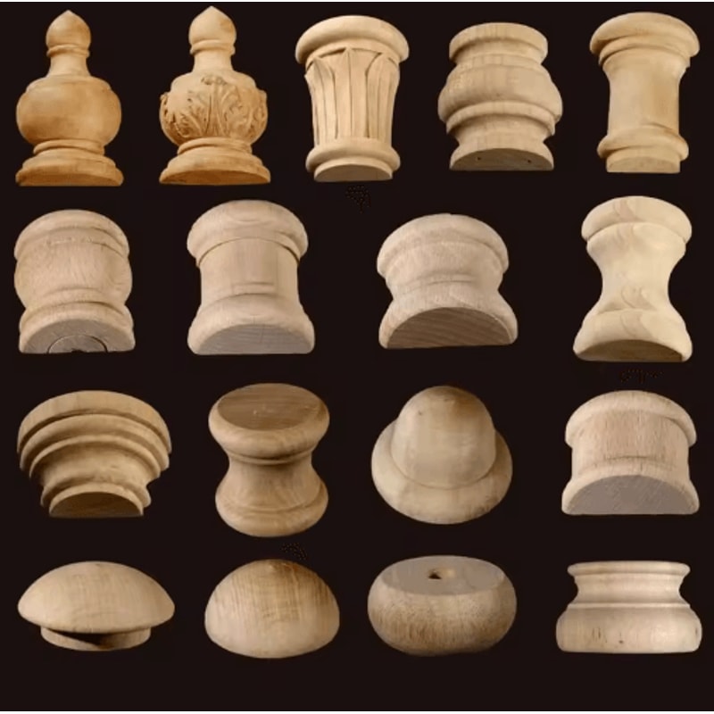 Roman Column Wood Carved Applique Half Round Furniture Onlay Decoration 0