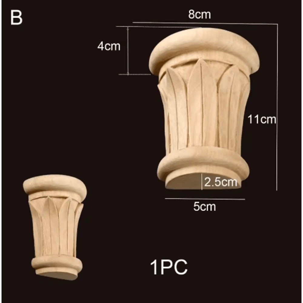 Roman Column Wood Carved Applique Half Round Furniture Onlay Decoration 23
