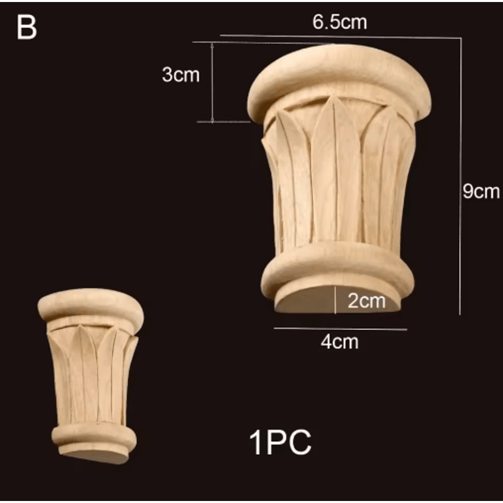 Roman Column Wood Carved Applique Half Round Furniture Onlay Decoration 24