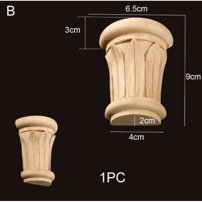Roman Column Wood Carved Applique Half Round Furniture Onlay Decoration 24