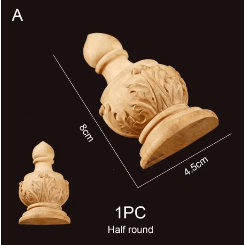 Roman Column Wood Carved Applique Half Round Furniture Onlay Decoration 26