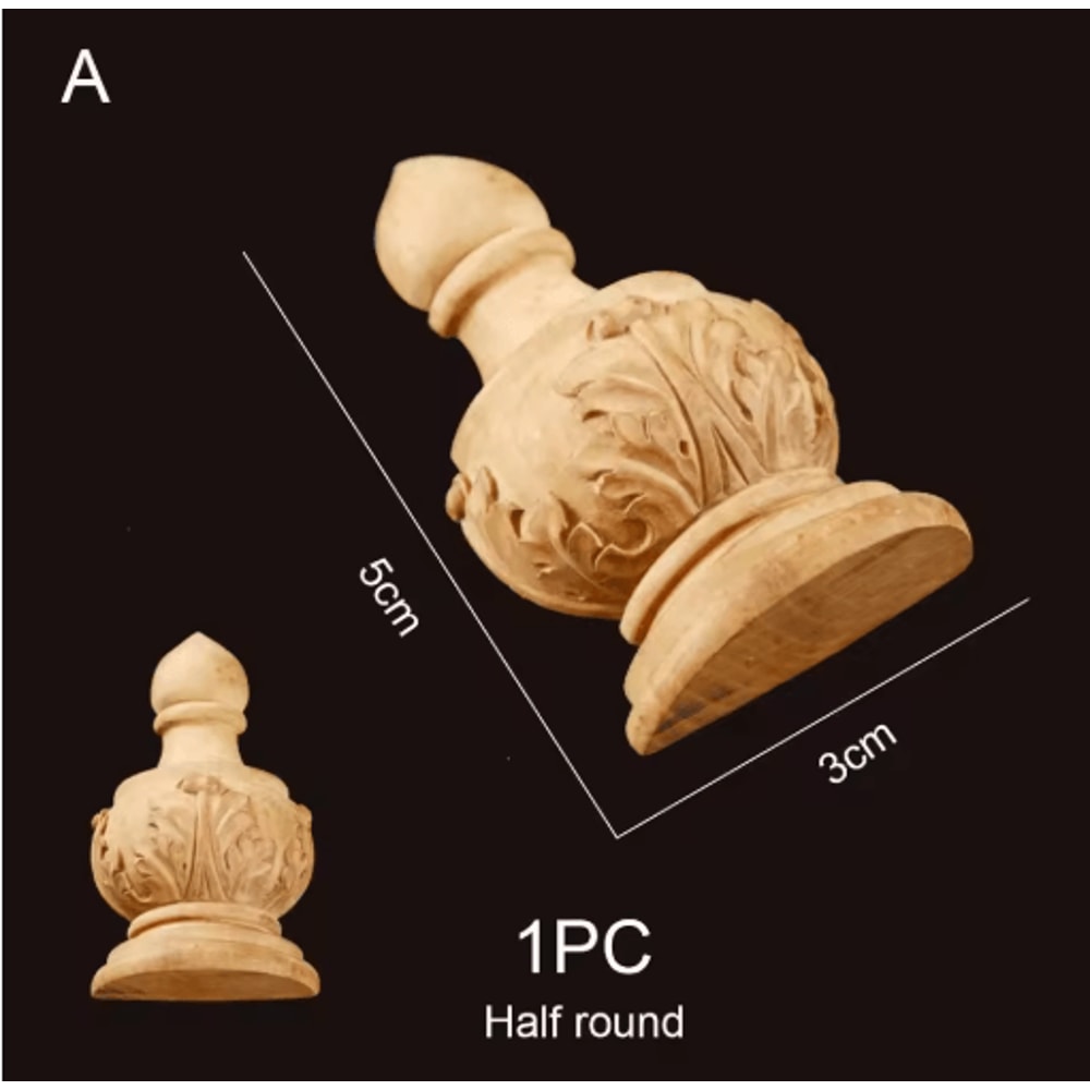 Roman Column Wood Carved Applique Half Round Furniture Onlay Decoration 27