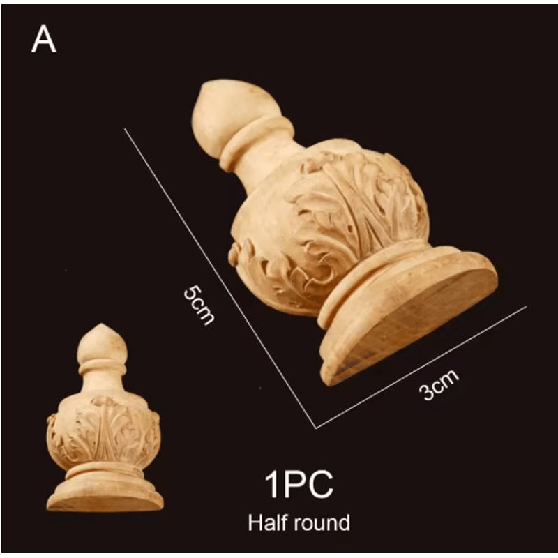 Roman Column Wood Carved Applique Half Round Furniture Onlay Decoration 27