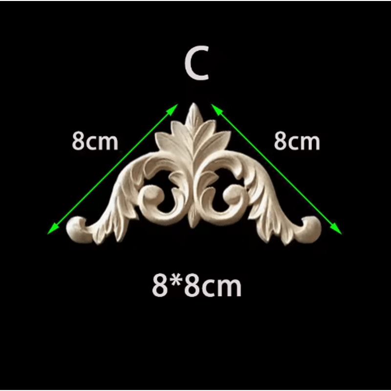 Unpainted Floral Wood Carving Appliques Decorative Corner Onlay Trim For Furniture 12