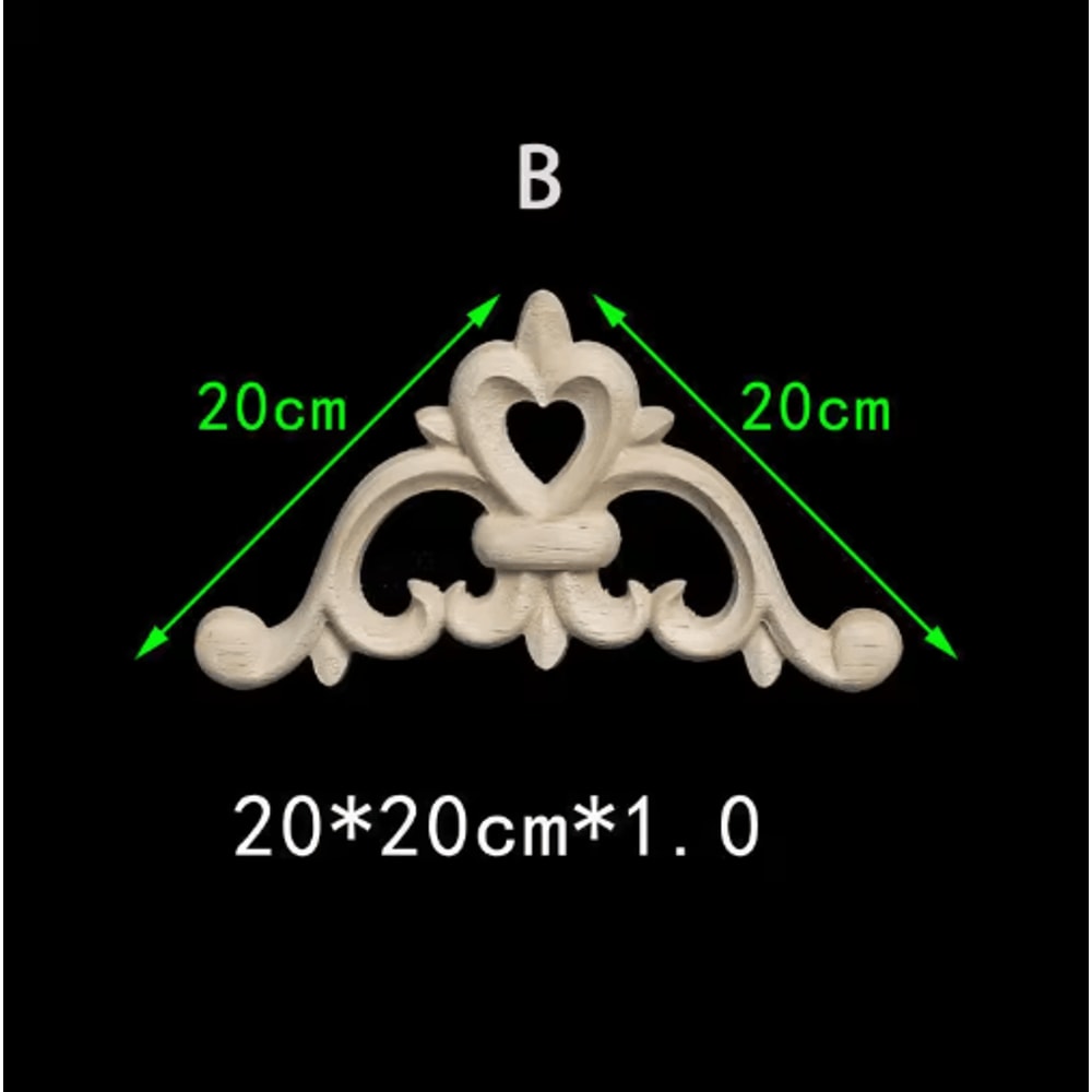 Unpainted Floral Wood Carving Appliques Decorative Corner Onlay Trim For Furniture 14