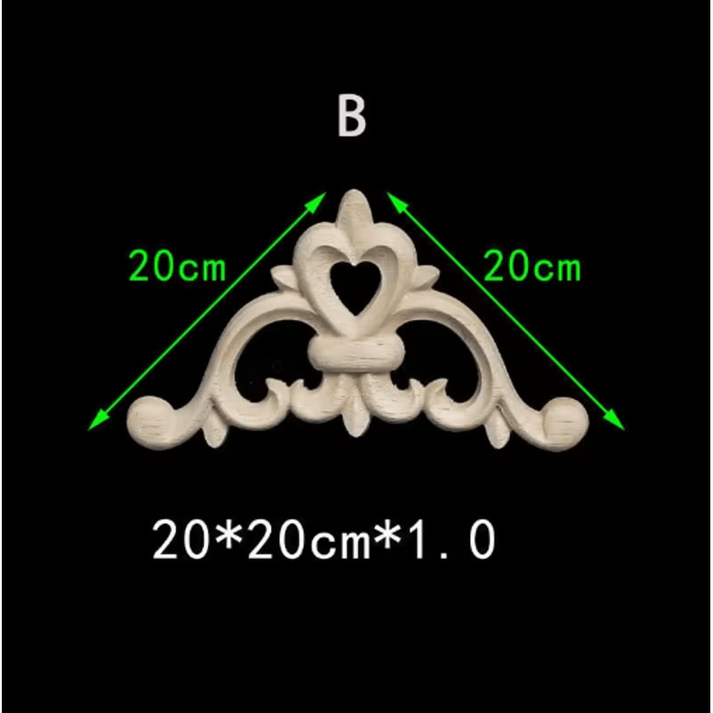 Unpainted Floral Wood Carving Appliques Decorative Corner Onlay Trim For Furniture 14