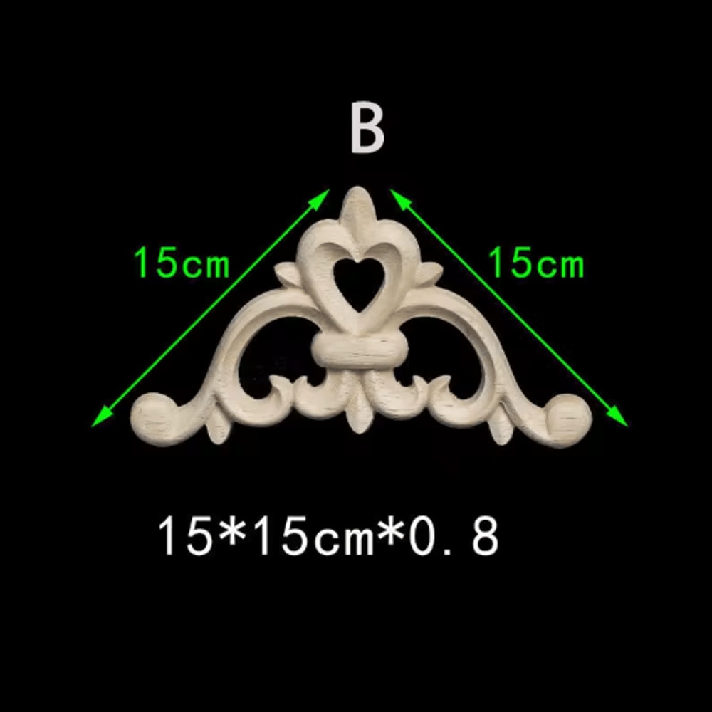 Unpainted Floral Wood Carving Appliques Decorative Corner Onlay Trim For Furniture 15