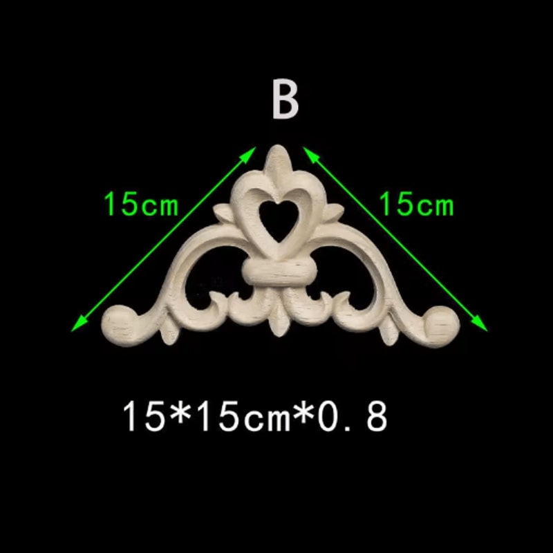 Unpainted Floral Wood Carving Appliques Decorative Corner Onlay Trim For Furniture 15