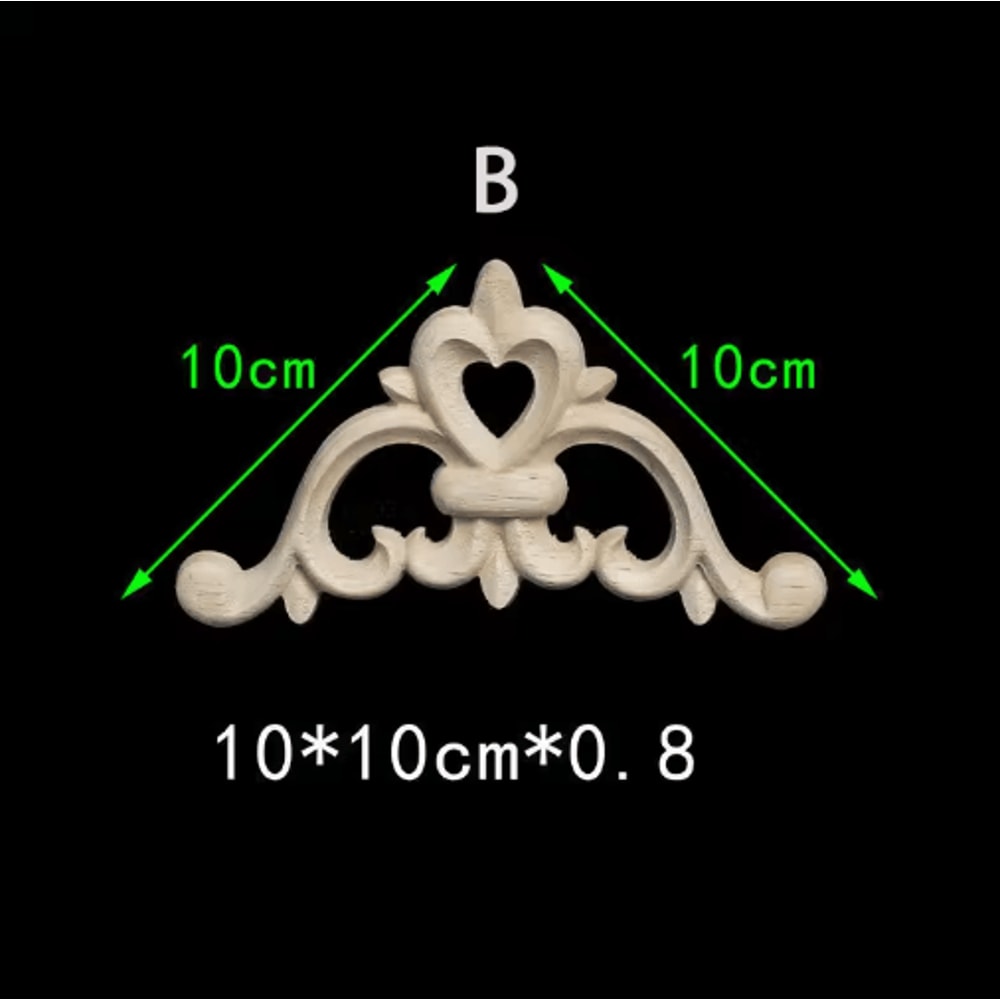 Unpainted Floral Wood Carving Appliques Decorative Corner Onlay Trim For Furniture 16