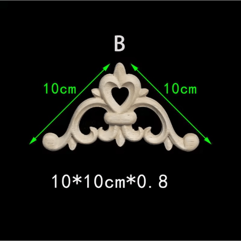 Unpainted Floral Wood Carving Appliques Decorative Corner Onlay Trim For Furniture 16