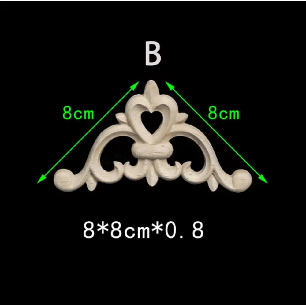 Unpainted Floral Wood Carving Appliques Decorative Corner Onlay Trim For Furniture 17