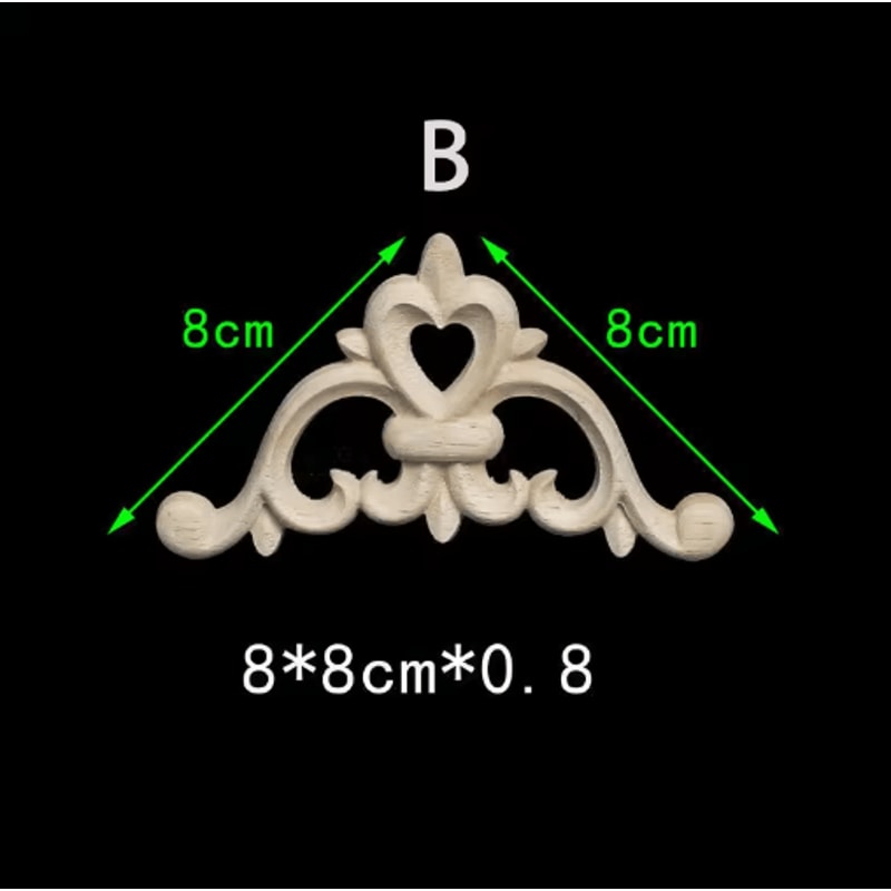Unpainted Floral Wood Carving Appliques Decorative Corner Onlay Trim For Furniture 17