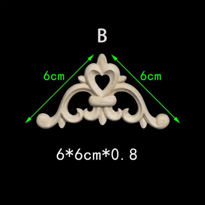 Unpainted Floral Wood Carving Appliques Decorative Corner Onlay Trim For Furniture 18