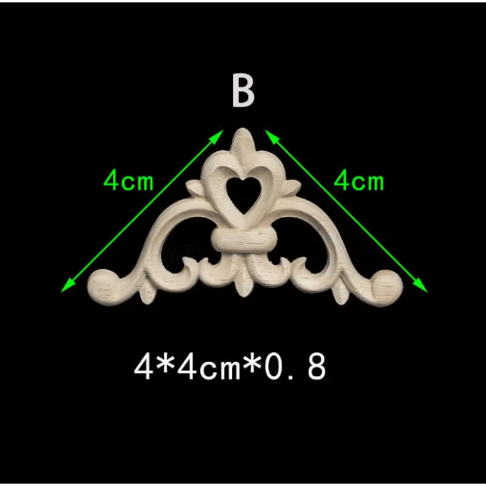 Unpainted Floral Wood Carving Appliques Decorative Corner Onlay Trim For Furniture 19