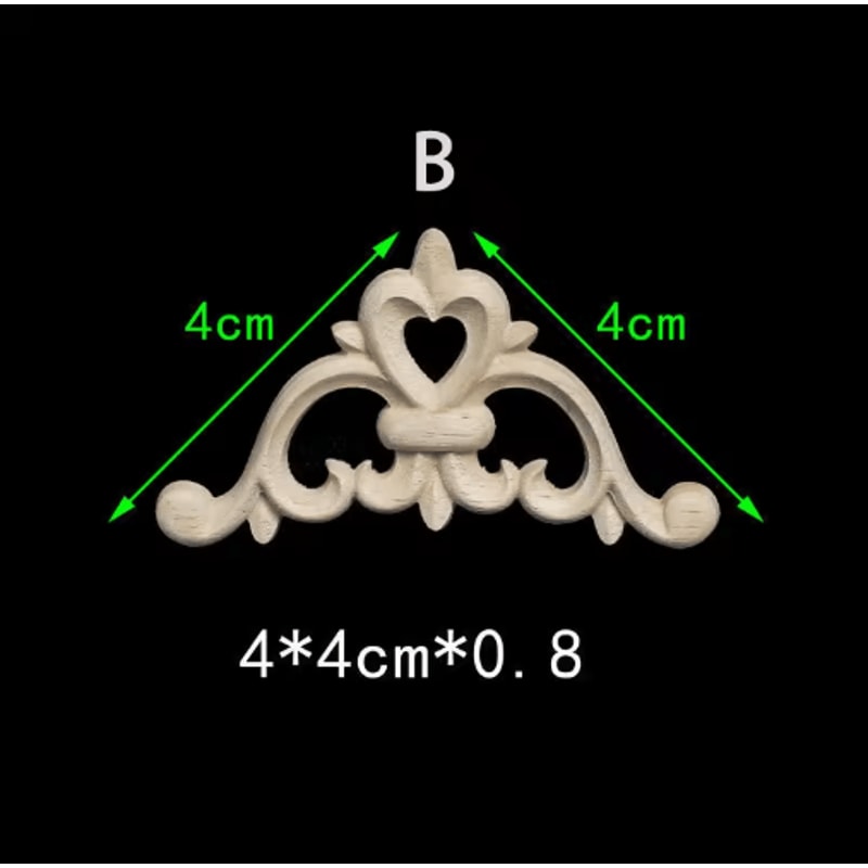 Unpainted Floral Wood Carving Appliques Decorative Corner Onlay Trim For Furniture 19