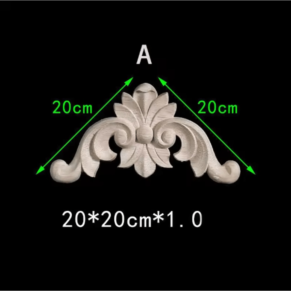Unpainted Floral Wood Carving Appliques Decorative Corner Onlay Trim For Furniture 20