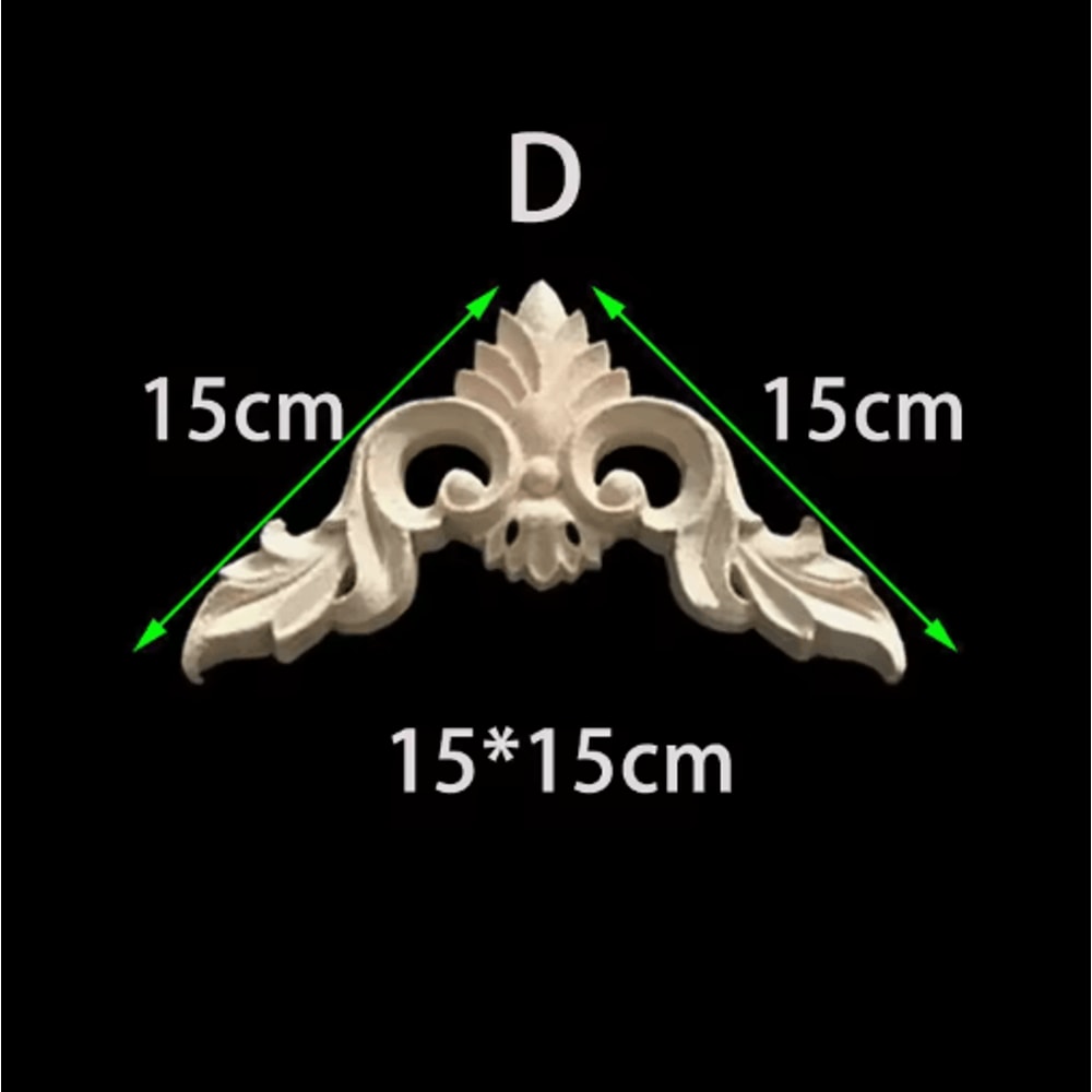 Unpainted Floral Wood Carving Appliques Decorative Corner Onlay Trim For Furniture 3