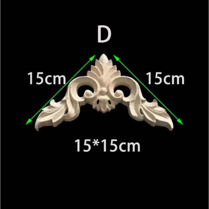 Unpainted Floral Wood Carving Appliques Decorative Corner Onlay Trim For Furniture 3