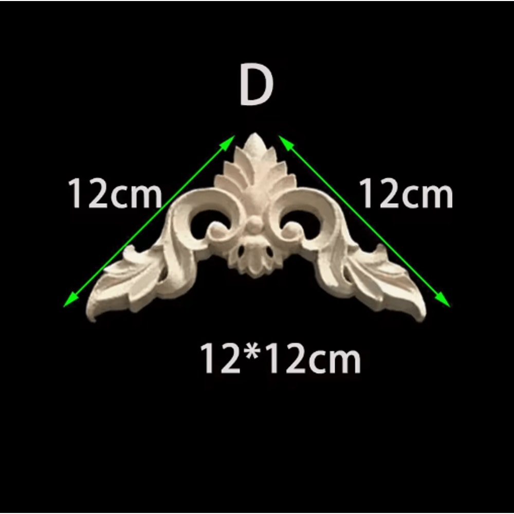 Unpainted Floral Wood Carving Appliques Decorative Corner Onlay Trim For Furniture 4