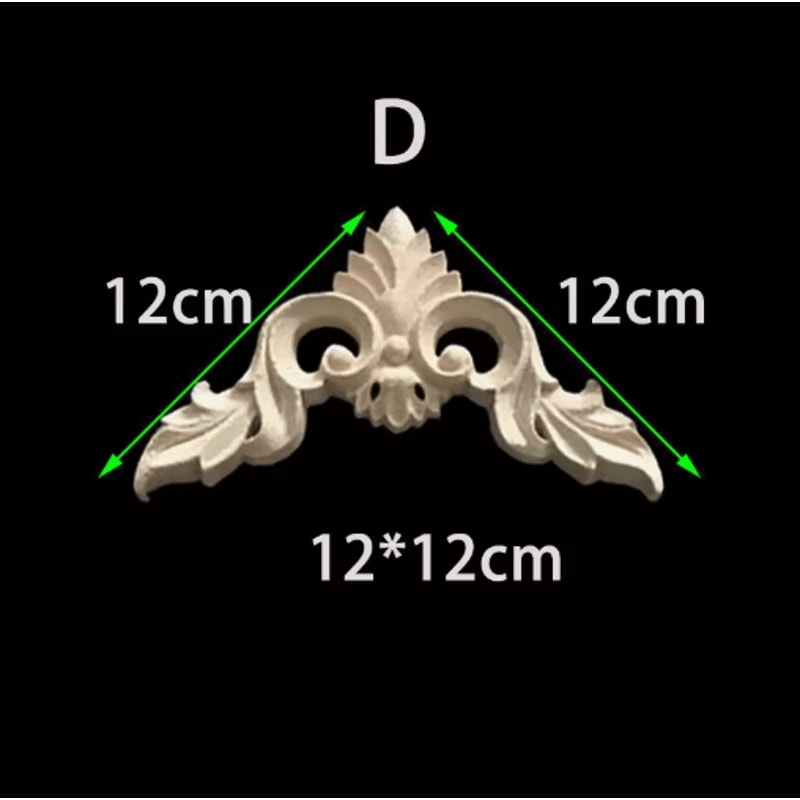 Unpainted Floral Wood Carving Appliques Decorative Corner Onlay Trim For Furniture 4