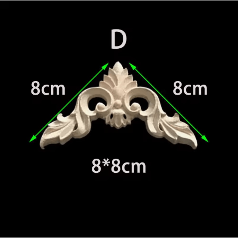 Unpainted Floral Wood Carving Appliques Decorative Corner Onlay Trim For Furniture 6