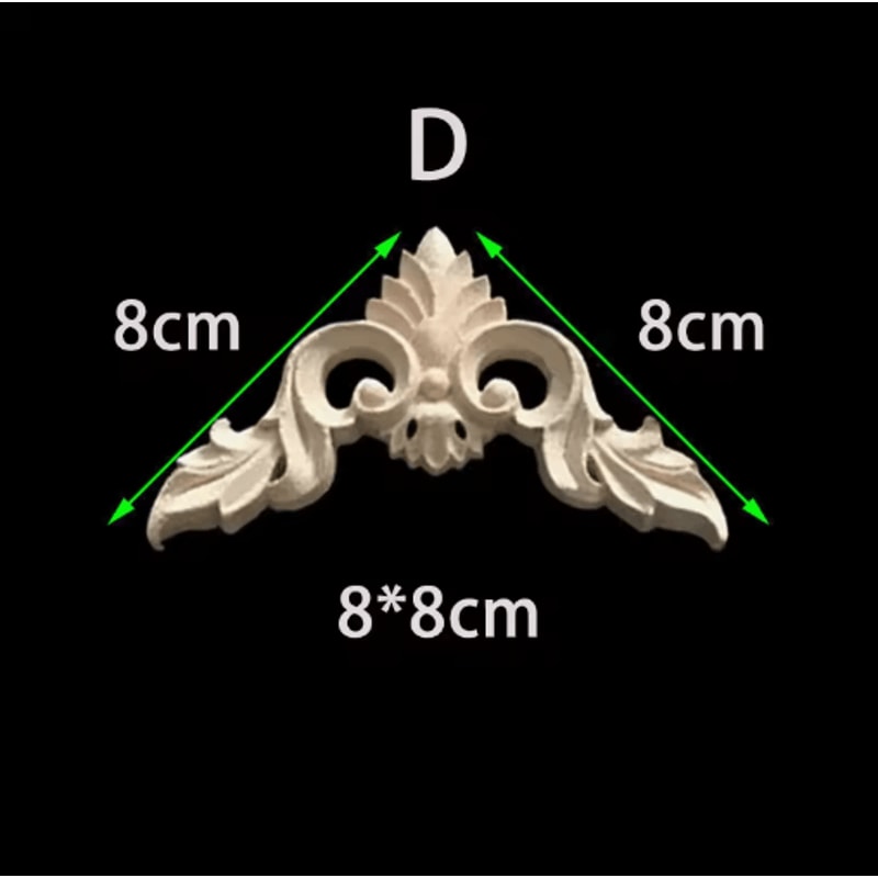 Unpainted Floral Wood Carving Appliques Decorative Corner Onlay Trim For Furniture 6