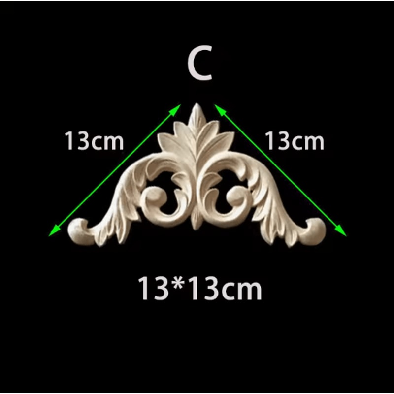 Unpainted Floral Wood Carving Appliques Decorative Corner Onlay Trim For Furniture 9