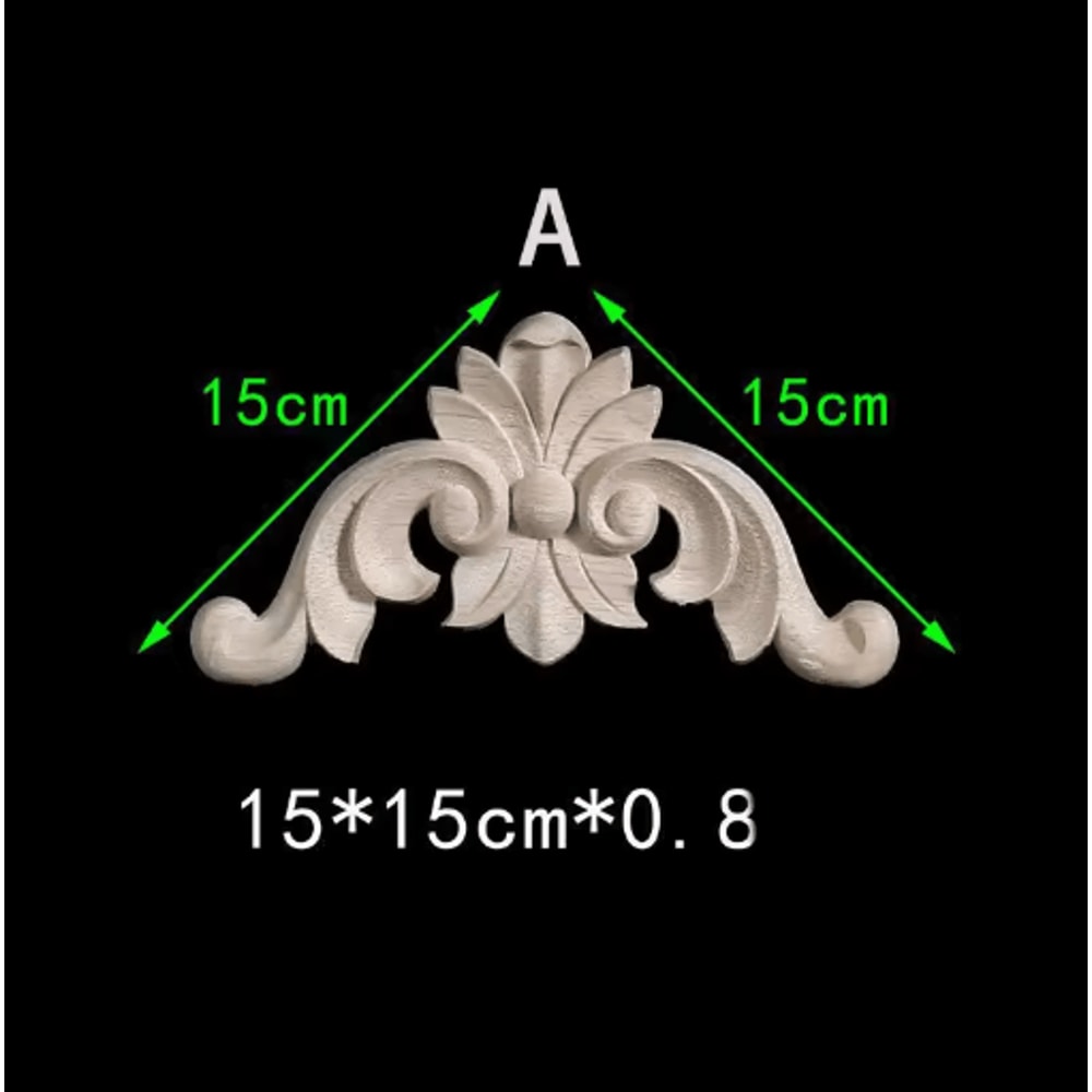 Unpainted Floral Wood Carving Appliques Decorative Corner Onlay Trim For Furniture 21
