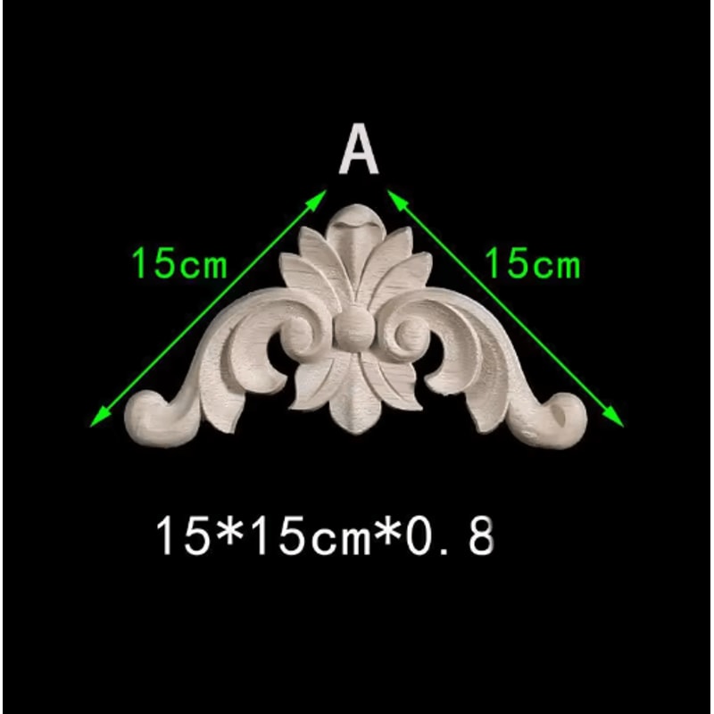 Unpainted Floral Wood Carving Appliques Decorative Corner Onlay Trim For Furniture 21