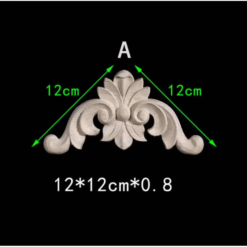 Unpainted Floral Wood Carving Appliques Decorative Corner Onlay Trim For Furniture 22