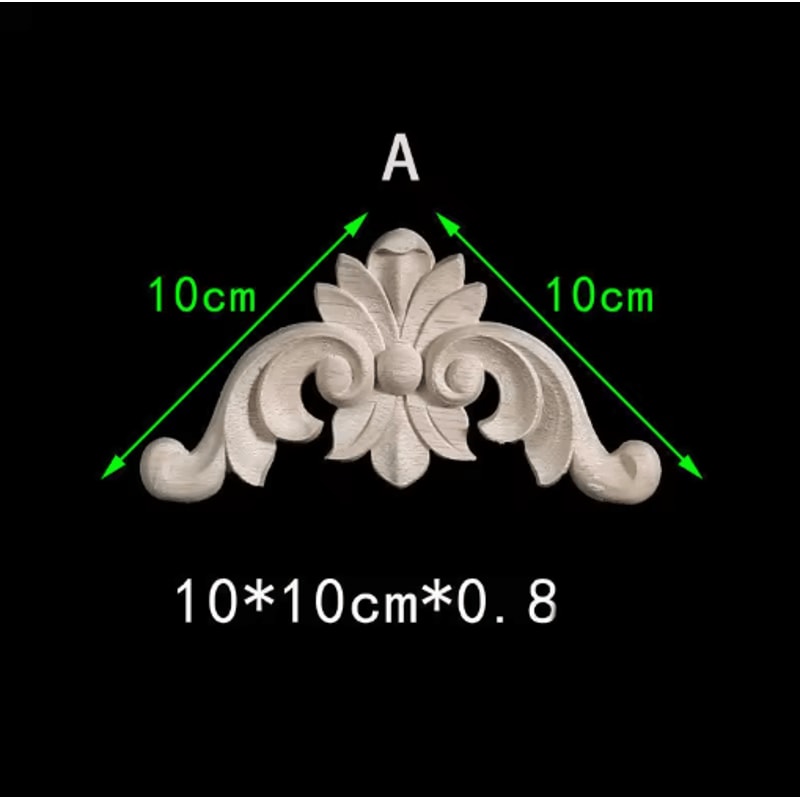 Unpainted Floral Wood Carving Appliques Decorative Corner Onlay Trim For Furniture 23