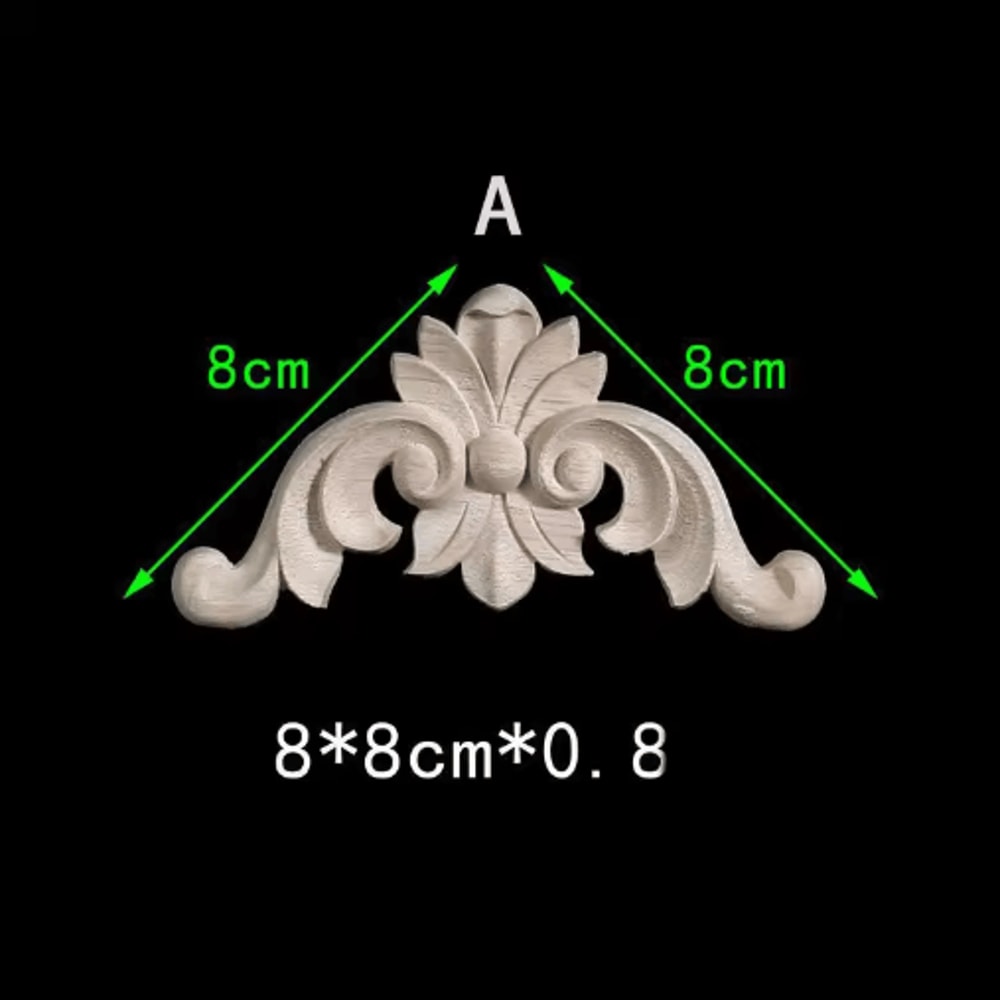 Unpainted Floral Wood Carving Appliques Decorative Corner Onlay Trim For Furniture 24