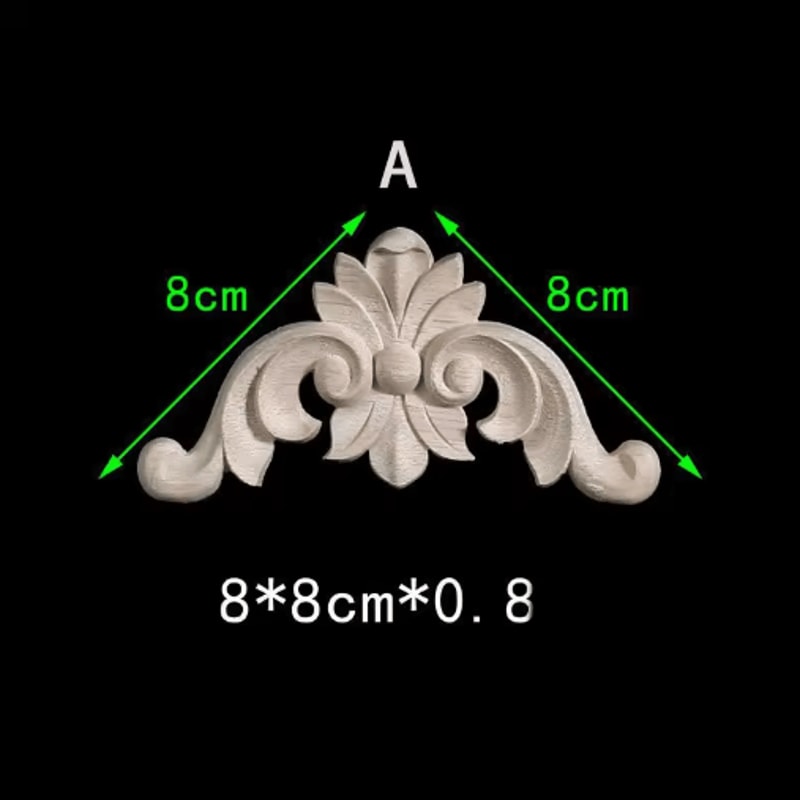Unpainted Floral Wood Carving Appliques Decorative Corner Onlay Trim For Furniture 24