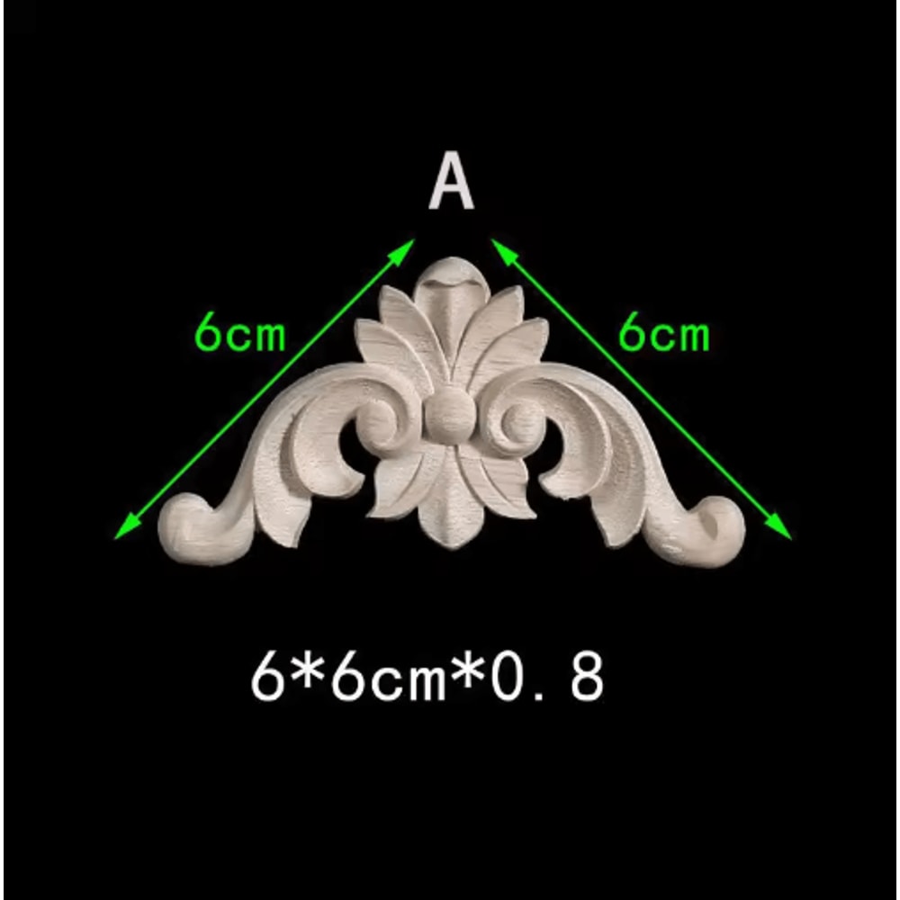 Unpainted Floral Wood Carving Appliques Decorative Corner Onlay Trim For Furniture 25