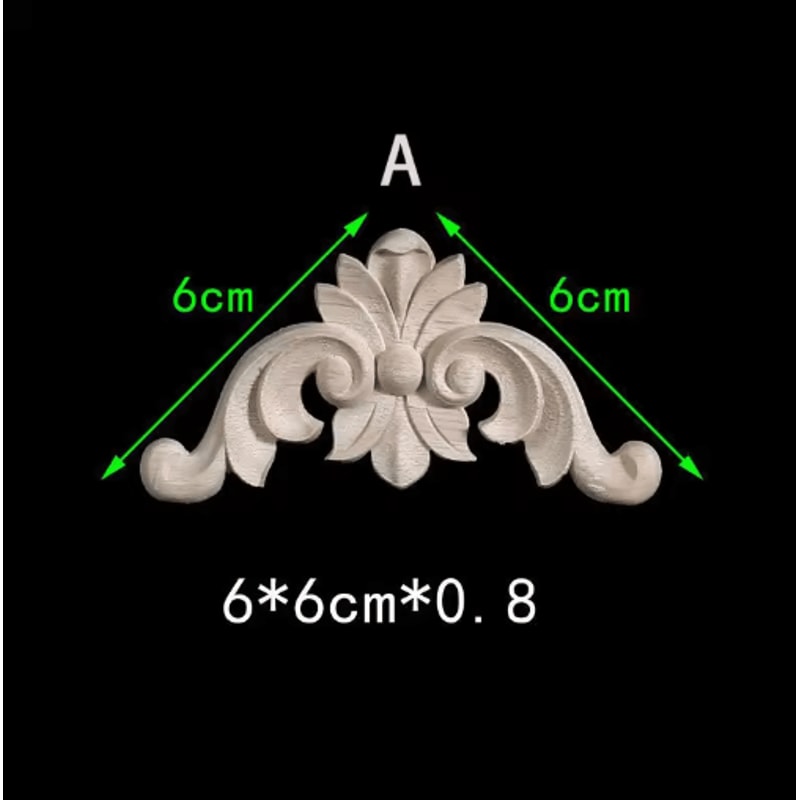 Unpainted Floral Wood Carving Appliques Decorative Corner Onlay Trim For Furniture 25
