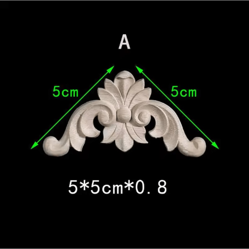 Unpainted Floral Wood Carving Appliques Decorative Corner Onlay Trim For Furniture 26