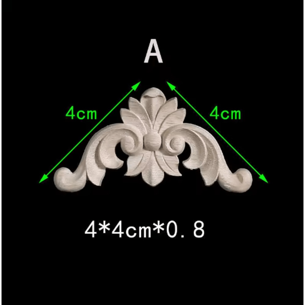 Unpainted Floral Wood Carving Appliques Decorative Corner Onlay Trim For Furniture 27