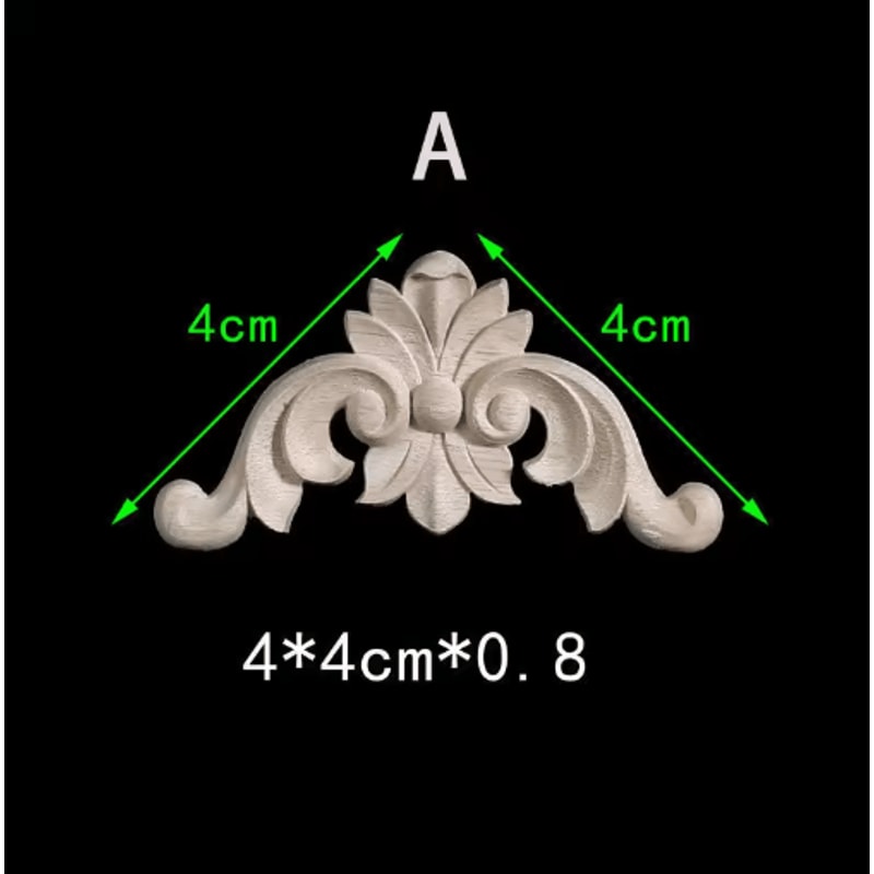 Unpainted Floral Wood Carving Appliques Decorative Corner Onlay Trim For Furniture 27