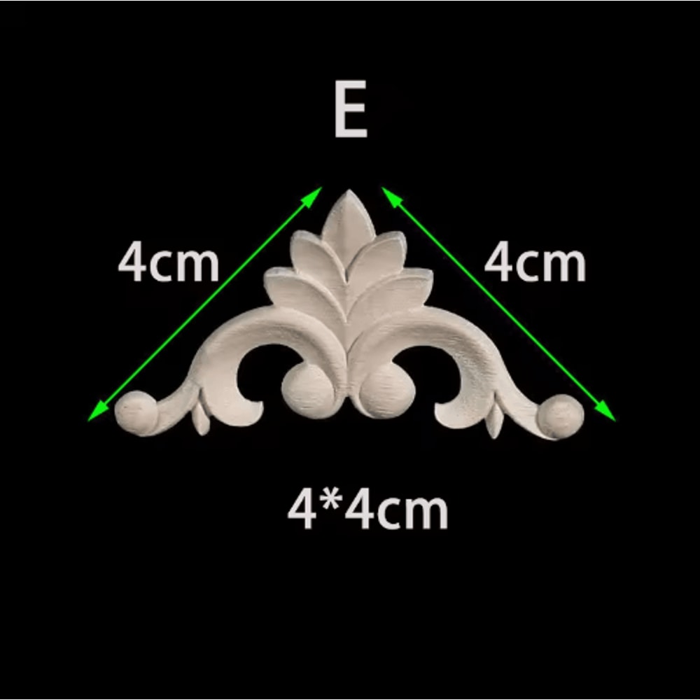 Unpainted Floral Wood Carving Appliques Decorative Corner Onlay Trim For Furniture 28