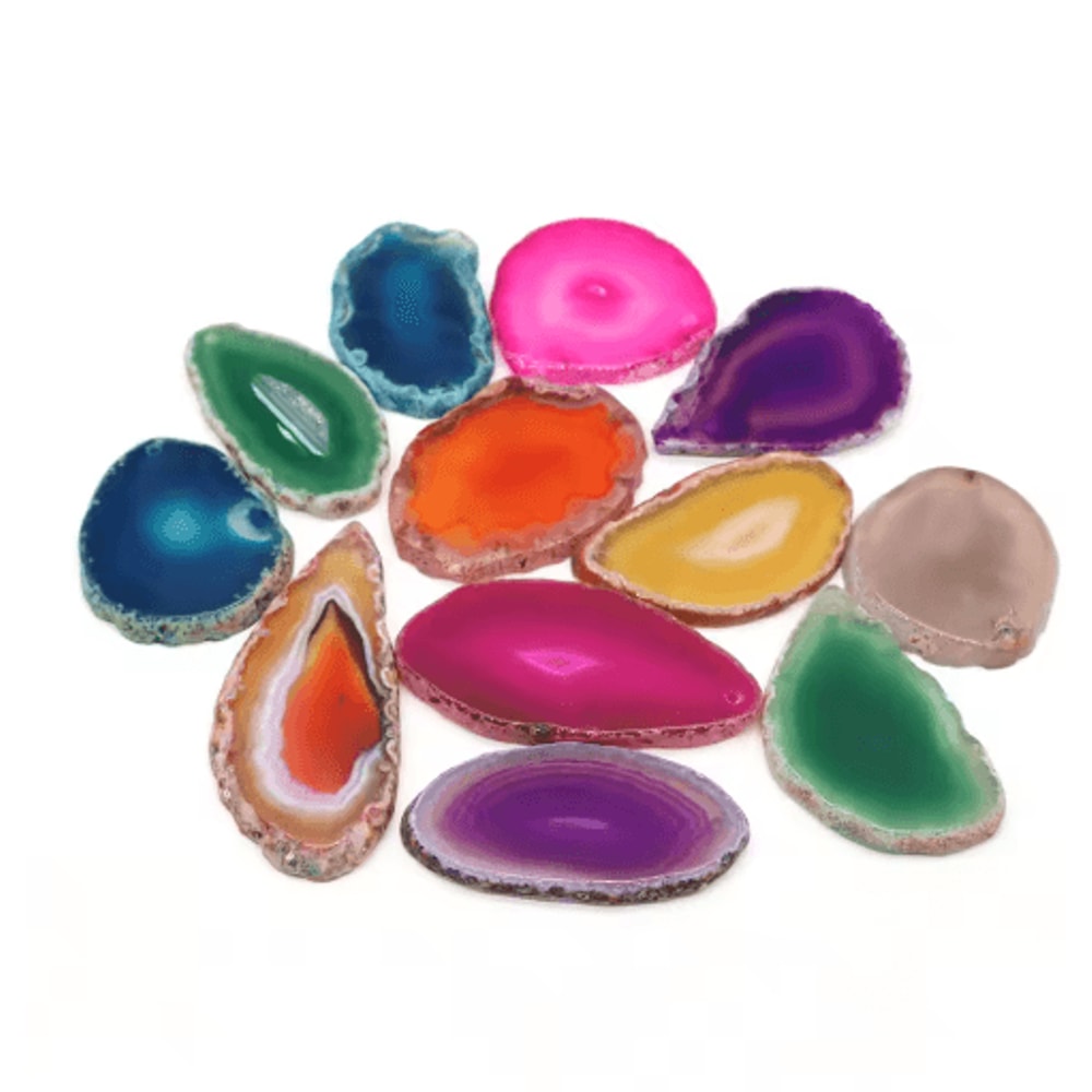 Natural Onyx Agate Geode Slice Crystal Pendant Healing Decor Stone 10