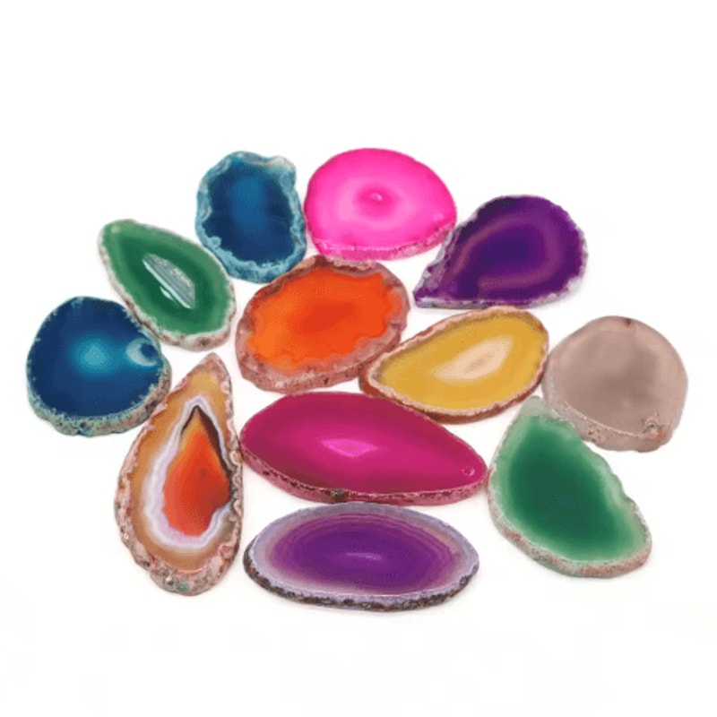 Natural Onyx Agate Geode Slice Crystal Pendant Healing Decor Stone 7