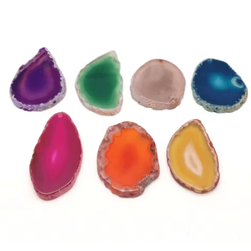 Natural Onyx Agate Geode Slice Crystal Pendant Healing Decor Stone 9